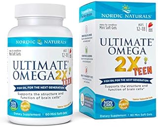 Nordic Naturals Ultimate Omega 2X Teen, Strawberry - 60 Mini Soft Gels - 1120 mg Total Omega-3s with EPA & DHA - Brain Health, Positive Mood, Social Development, Learning - Non-GMO - 30 Servings