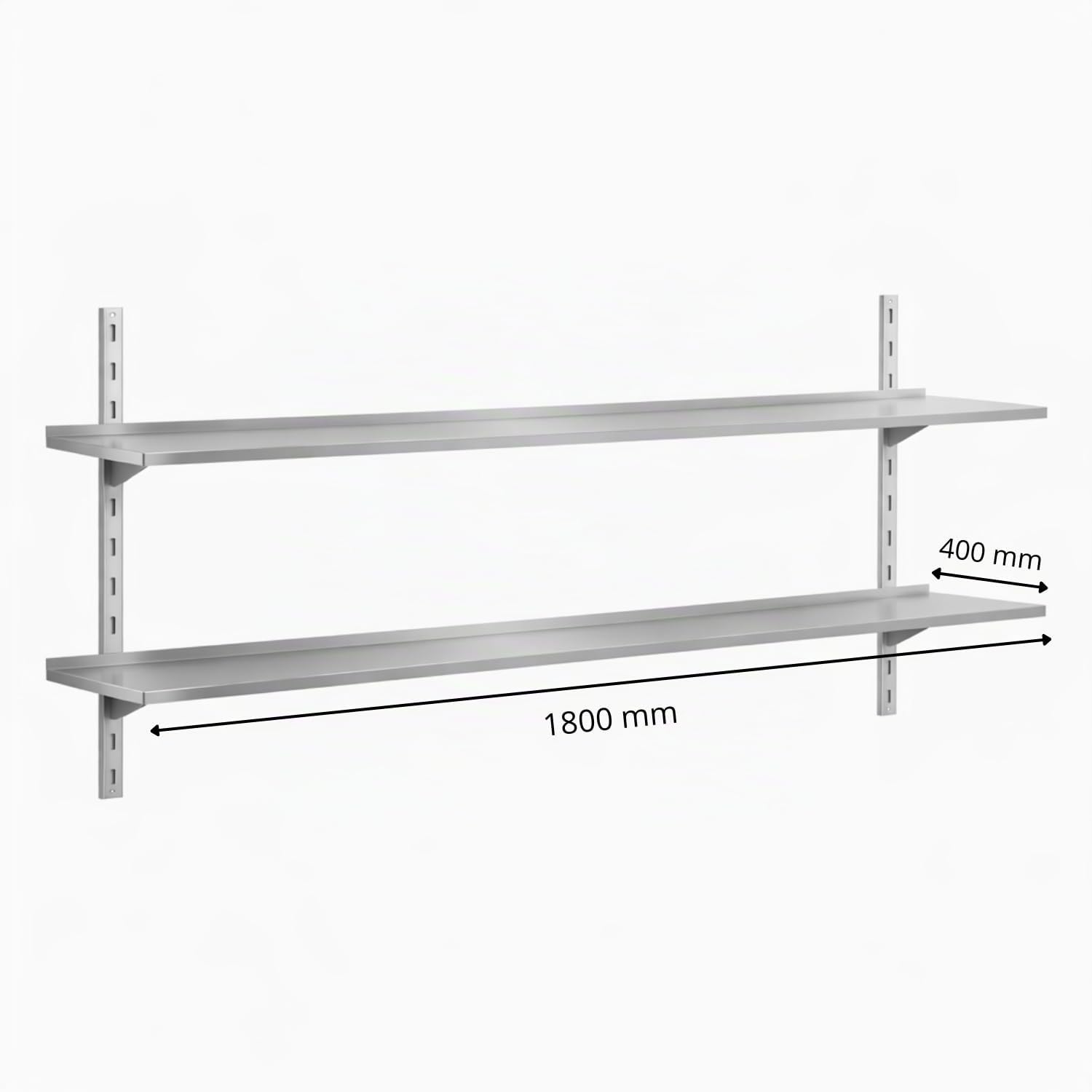 Générique Étagère Murale INOX Double 180 cm - Système à Crémaillère Réglable - Rangement Cuisine Professionnelle