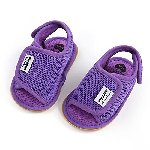 Baby Girls Boys Sandal Infant Toddler Shoes Outdoor Prewalker Mesh Non-Slip Soft Sole Flat Shoes (Purple, 6-12M)3