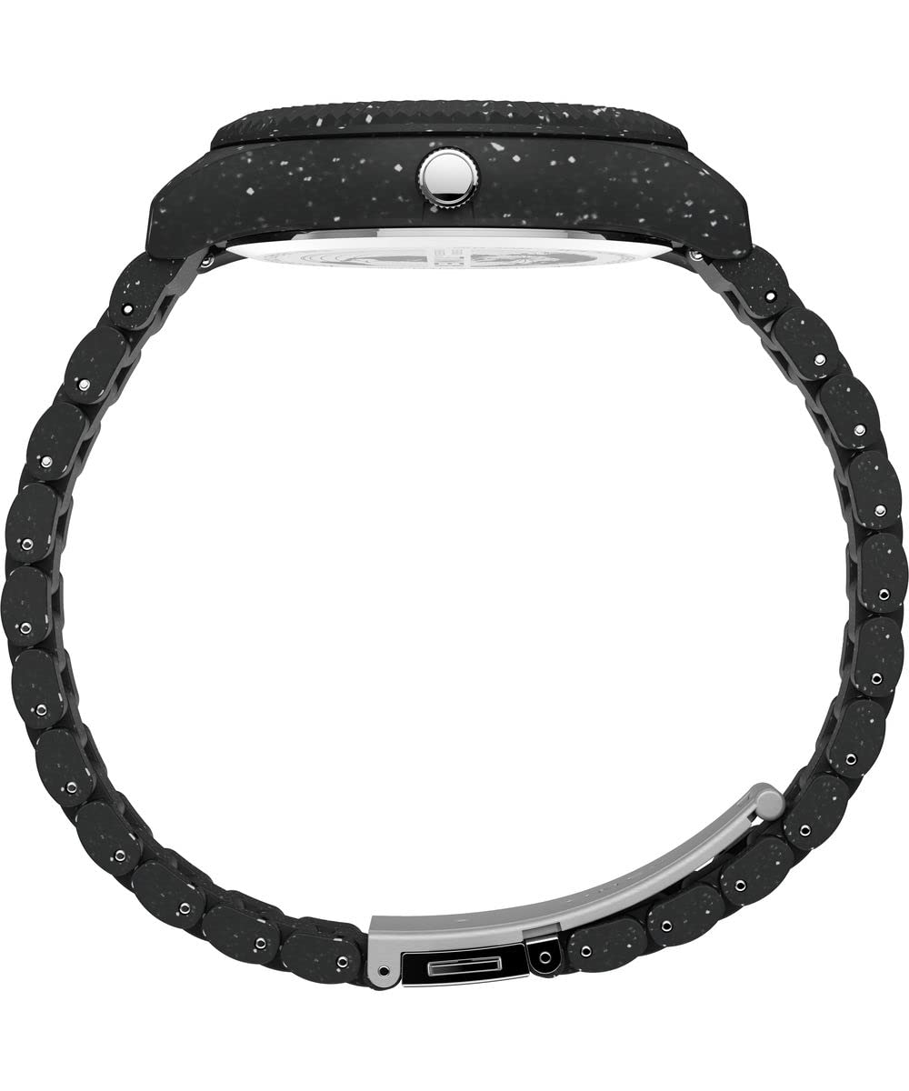 Timex Trend zegarek męski 42 mm – czarna ekologiczna bransoletka, czarna tarcza, koperta w kolorze czarnym, TW2V77000