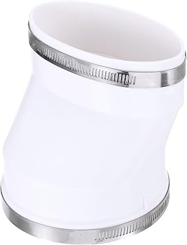 PATIKIL Duct Adapter Round to Oval, Oval Recessed Dryer Vent Hose Connector Adapter with Stainless Steel Clamp for Air Exhaust Ventilation System, White