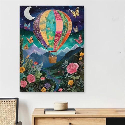 Peinture par numéro adulte montgolfière, le cadeau créatif idéal avec cadre 40x50cm