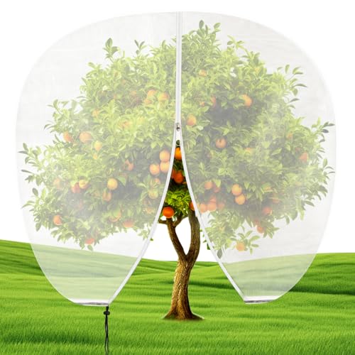 7.5 x 8.2 FT Fruit Tree Netting with Zipper and Drawstring,Netting for Garden Protection,Ultra Fine Mesh Blueberry Bush Netting Cover,Tree Nets for Squirrels,Birds Insect,Cicadas(1 Pcs)