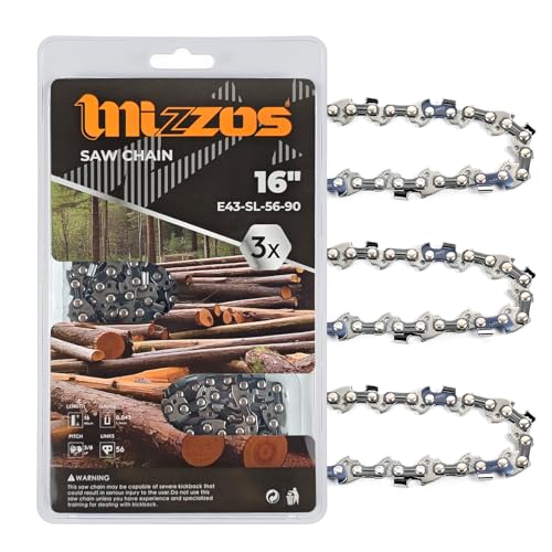 MIZZOS Extreme Chain 3-Pack | 16 Bar 3/8LP .043 Gauge 56 Links | 68CrNiMo Steel | Fits Stihl MS170/MS180 Husqvarna 120i | Lightweight Pro Cutting & Emergency Cleanup
