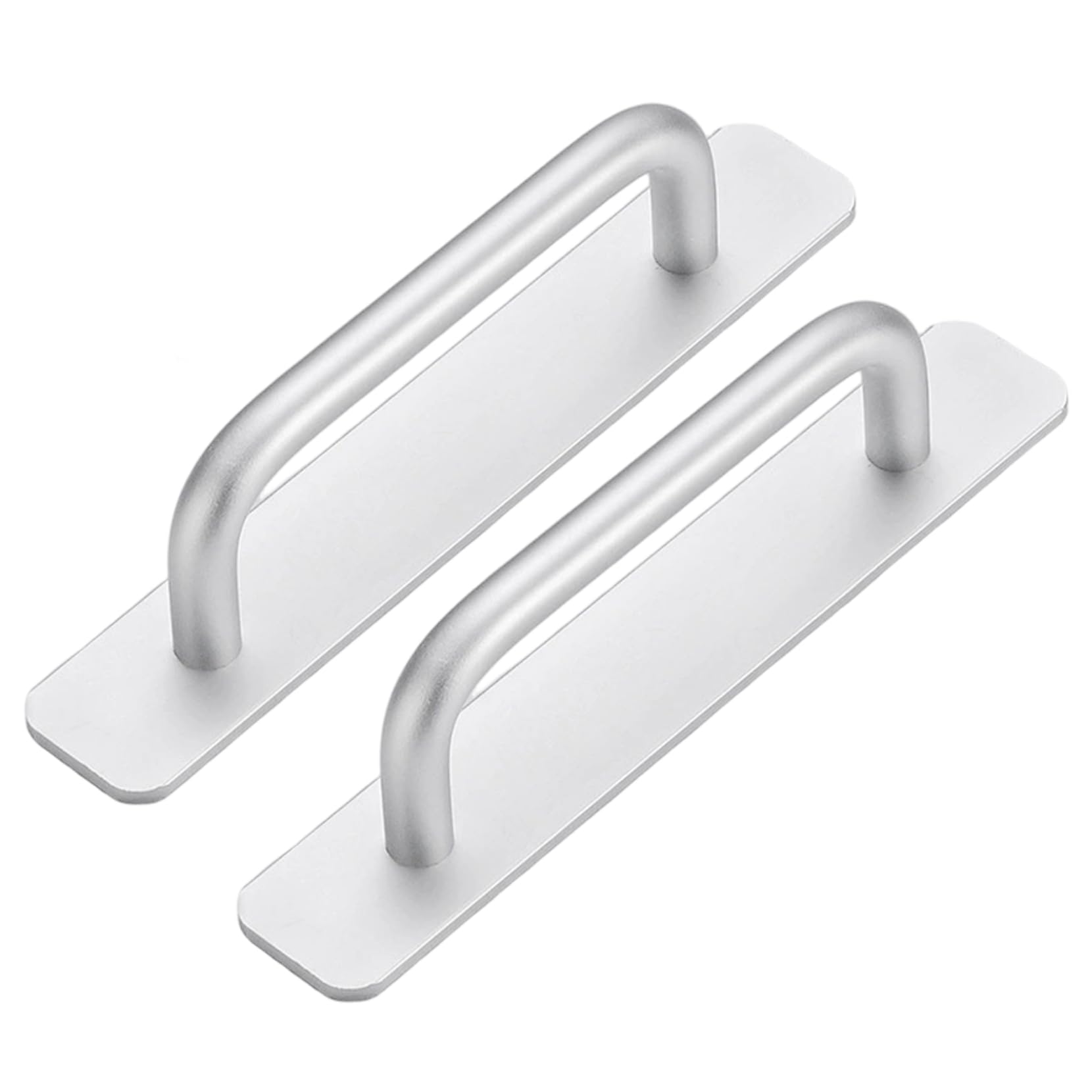 Cakeeyum 148Mm 2Pcs Adhesive Cabinet Handles Aluminum Alloy Drawer Pulls Helper With Adhesive Door Handle For Kitchen Cabinet Window Sliding Closet(5.83" Silver)