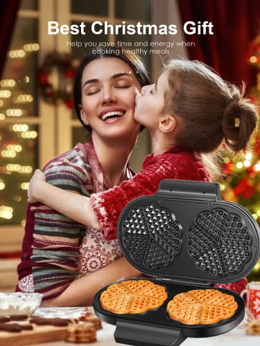 Waffeleisen Doppelt Herzwaffeln, Doppelwaffeleisen für Zwei klassische Waffeln, Einstellbare Temperaturkontrolle, Slim… – Bild 8