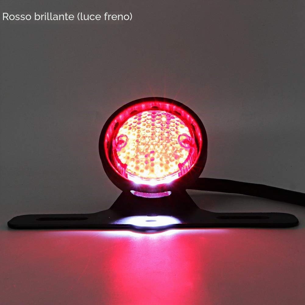 Fanale LED Posteriore in Lega Di Alluminio - Lampada Stop, Luce Freno Accessorio Nero