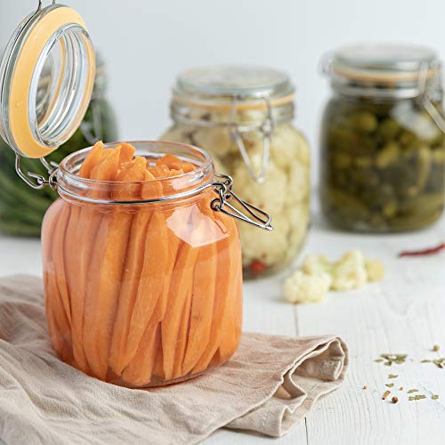 Image of Glass Jar with Airtight Lid Leak Proof Rubber Gasket (33 oz) | Food Storage Jar, Wide Mouth, Leak Proof Kitchen Canister