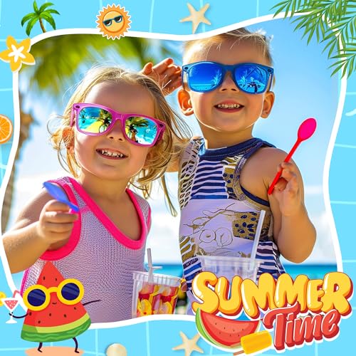 GIFTINBOX Kids Sunglasses Bulk, 16Pack Translucent Sunglasses For Kids Boys Girls Age 3-8, Great Gifts for kids, Birthday Party,Beach, Pool Party Favor2
