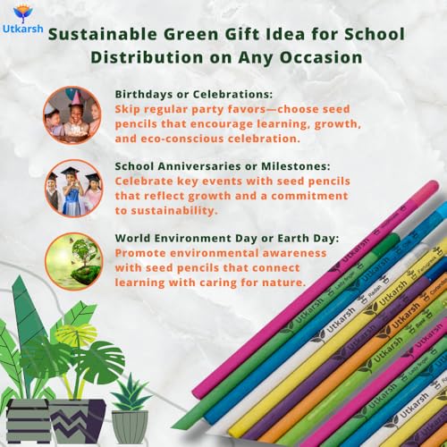 Image of UTKARSH Plantable Seed Pencils - Pack of 25 | Eco Friendly Pencils Made from Recycled Paper | Unique Return Gift for Kids, Birthday Parties & Corporate Events