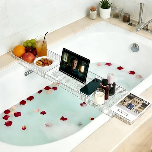 Plateau de bain extensible acrylique stable et antidérapant pour baignoire - 3