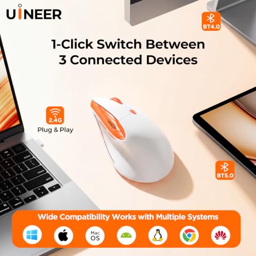 Uineer Ergonomic Vertical Mouse Tri Mode Wireless Rechargeable 4 DPI - image 5