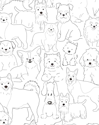 Baolanzw Peel and Stick Wallpaper Dogs - Cartoon Line Art Removable Self Adhesive Wallpaper for Nursery, Kids Room, Bathroom - Easy to Apply & Remove DIY Home Decor 17.7 x118.11 inch