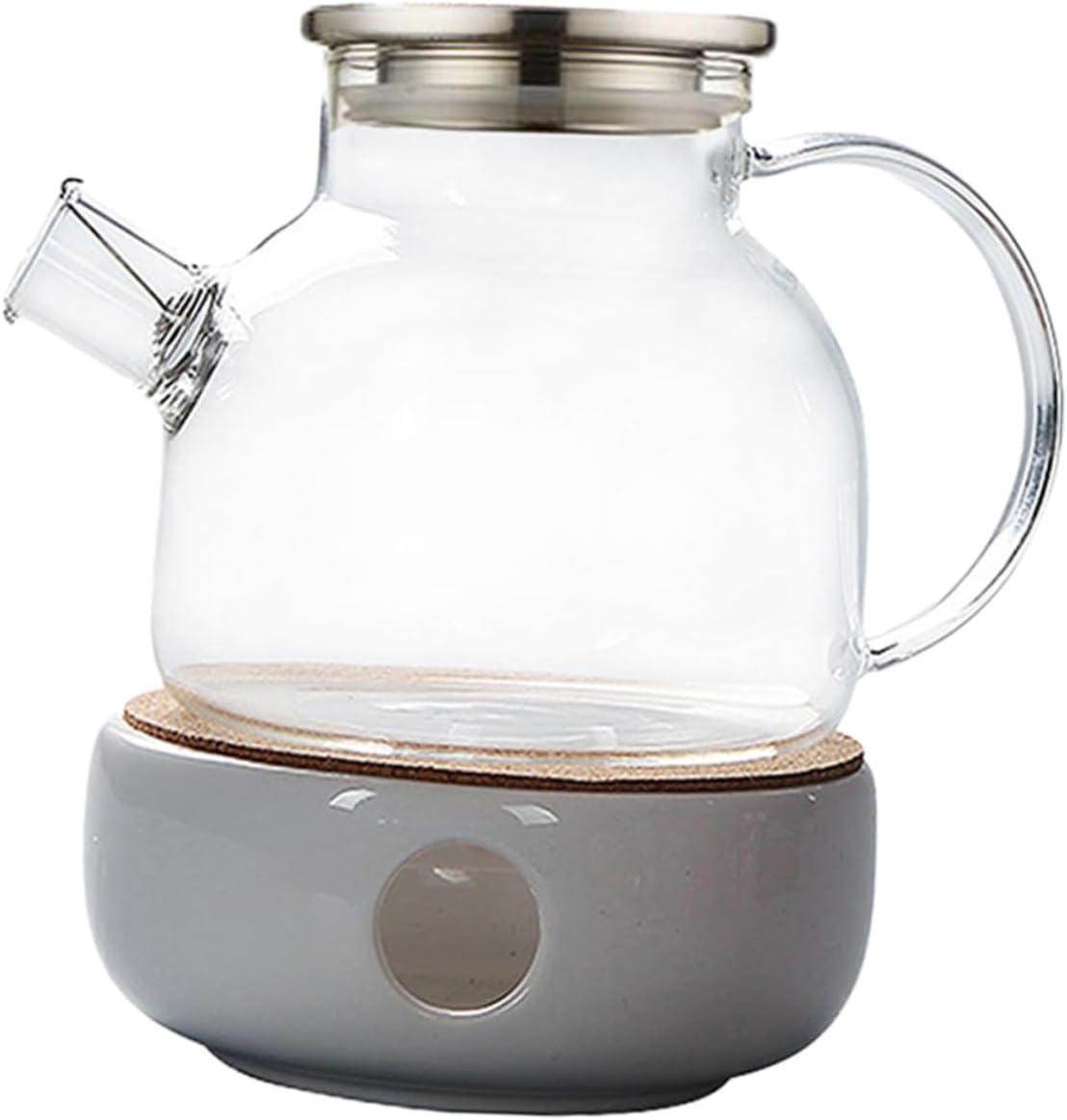 2pcs Capacious Glass Teapot with Bamboo Lid and Warmer Tea Pot for Scented Tea Design for Home Office Use Set