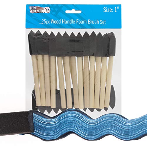 Us Art Supply 1 Inch Foam Sponge Wood Handle Paint Brush Set (Value Pack Of 25) - Lightweight, Durable And Great For Acrylics, Stains, Varnishes, Crafts, Art #TOP4
