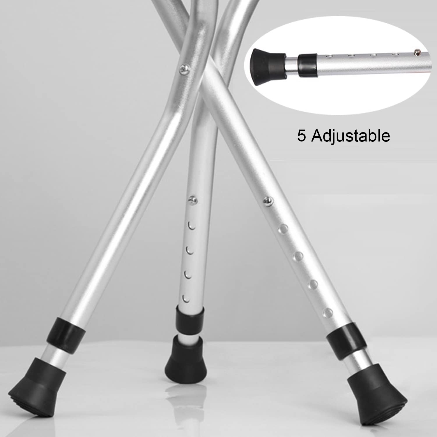 Bastón, Silla Plegable Ajustable Bastón para Caminar, Asiento de Bastón Plegable, Bastón Plegable Ajustable Portátil para Personas Mayores/Black
