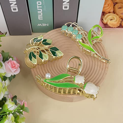 Accesorios para cabello metálicos con flores 3 piezas miniatura 6