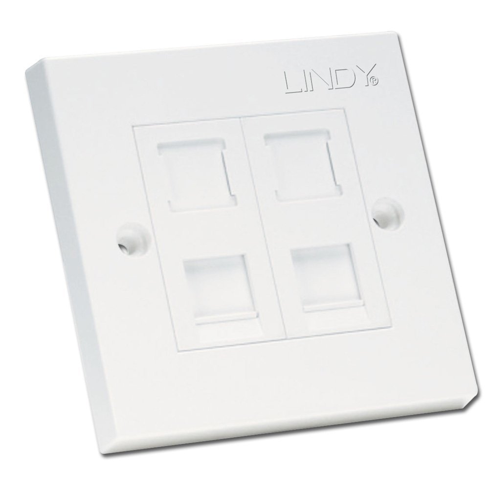 LINDY CAT5e Single Wall Plate with 2 x RJ-45 Shuttered Socket Unshielded