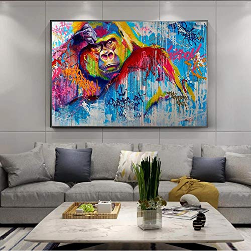 Singe gorille graffiti toile abstraite colorée art vibrant - 3