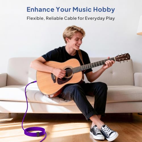 Image of Elebase 6.35mm TRS Instrument Cable 3M 2Pack,1 /4 Inch Male Guitar Cord 10FT