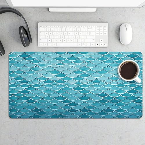 Blue Waves Squama Mermaid Scale Desk Pad de gran tamaño miniatura 5
