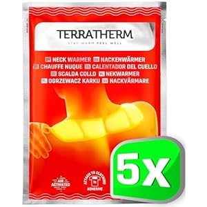Parches de calor adhesivos para hombro y cuello – 8 h de calor profundo calmante – calentador de cuello, calentador de hombros, activado por aire – 5 unidades