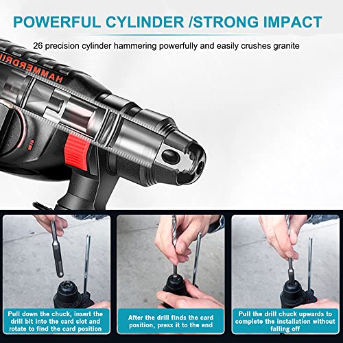 RSTJVBD 21 V Akku-Bohrhammer für Beton, SDS Plus bürstenloser Bohrhammer mit 2 Stück 4 Ah Akku und Ladegerät, 1000 U/min… – Bild 6
