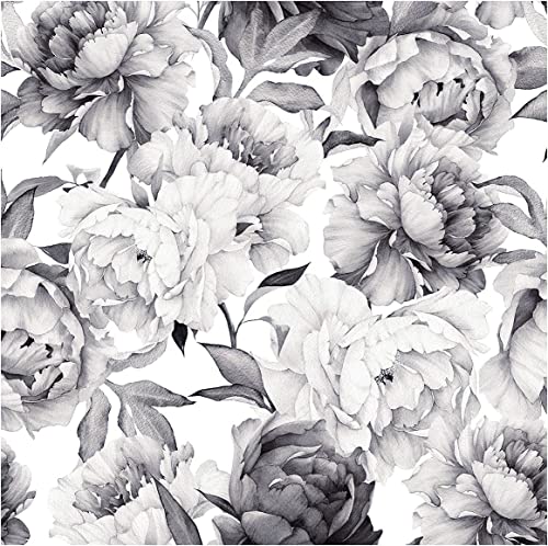 Blooming Wall Peony in Neutral Color Peel and Stick Wallpaper Self Adhesive Wall Mural Wall Décor