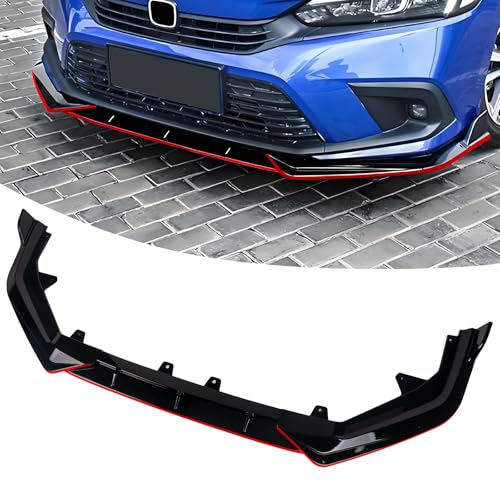 Car Front Spoiler Compatible with 2022 2023 2024 Honda Civic 4-Door Sedan & Hatchback,11th Gen Civic Front Bumper Splitter Lip,Black Red
