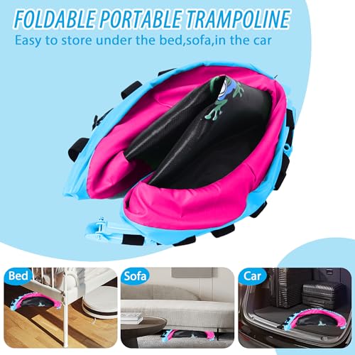 3FT Foldable Kids Trampoline, 36'' Indoor & Outdoor Mini Trampoline for Toddlers, Max Capacity 220 LBS, Adjustable Handlebar, Quiet & Safe Design