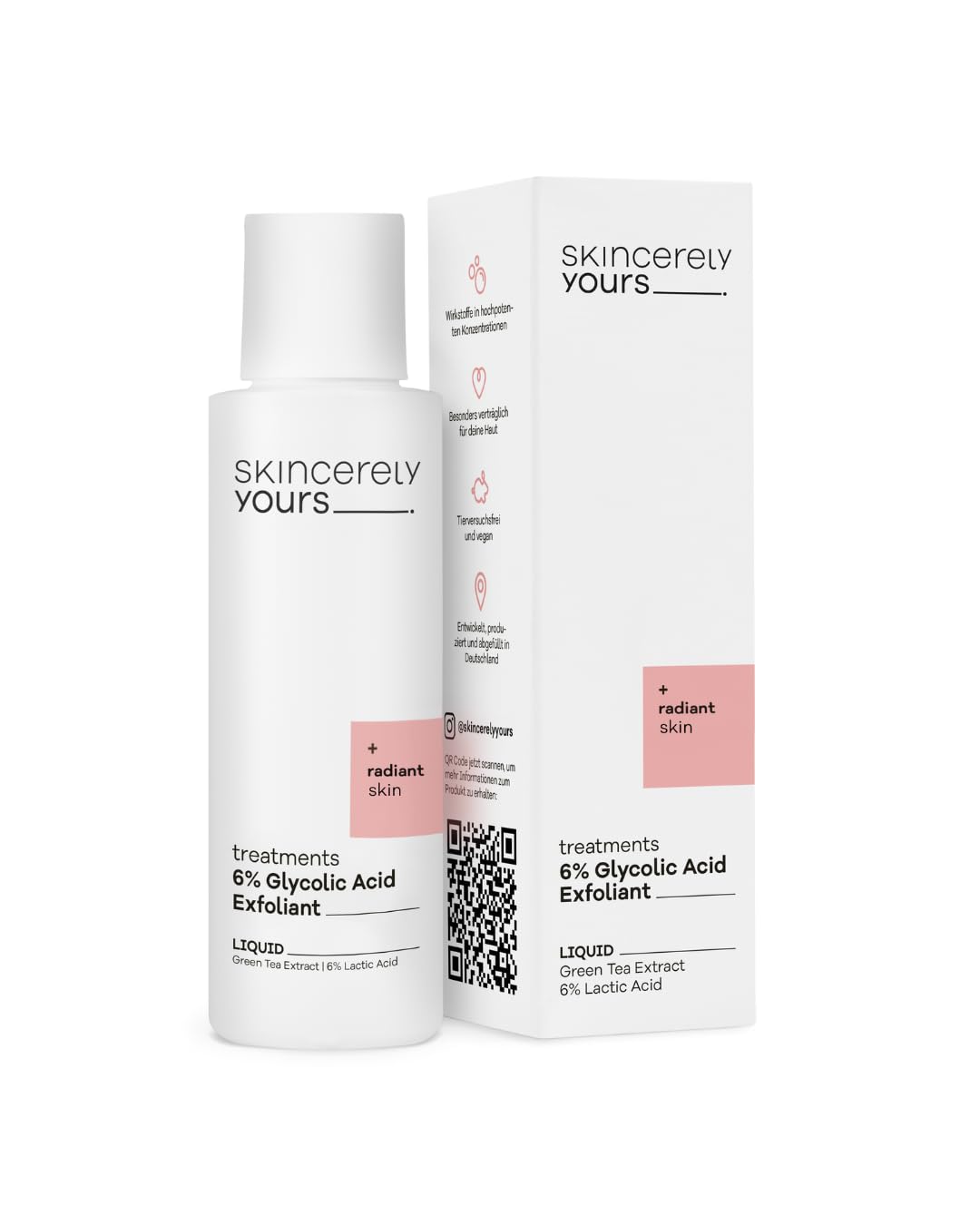 Skincerely Yours Fruchtsäure Peeling 100 ml I Mit 14% Fruchtsäuren und Grüntee Extrakt I Zellerneuernd I Gegen Pickel und Pigmentflecken I Anti-Aging Effekt I Vegan