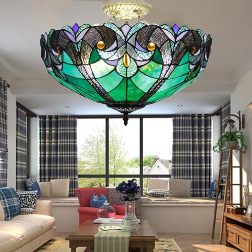 Plafonniers en verre teinté Tiffany A++ basse consommation - 2