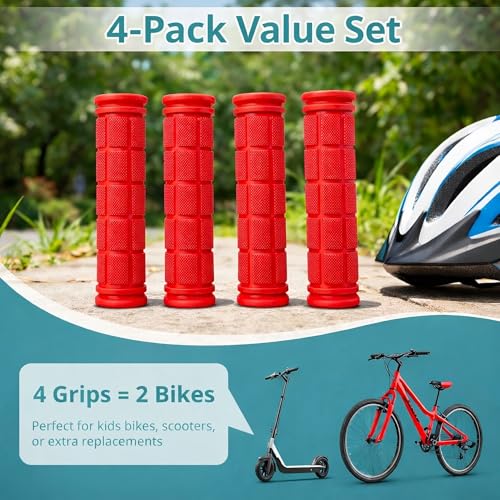 Image of CHUNZEXI 4 PCS Bike Handlebar Grips, Rubber Bicycle Bar Grips Replacement, Non-Slip Handle Grips for Kids Bikes, Scooters, BMX, Mountain & Cruiser Bikes
