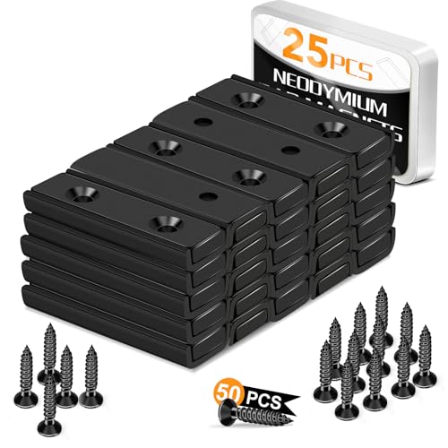 Image of TRYMAG Strong Neodymium Bar Magnets, 45Lbs Heavy Duty - 25 Pack Rare Earth Magnets Strips for Garage, Workshop - 40 x 13.5 x 5mm
