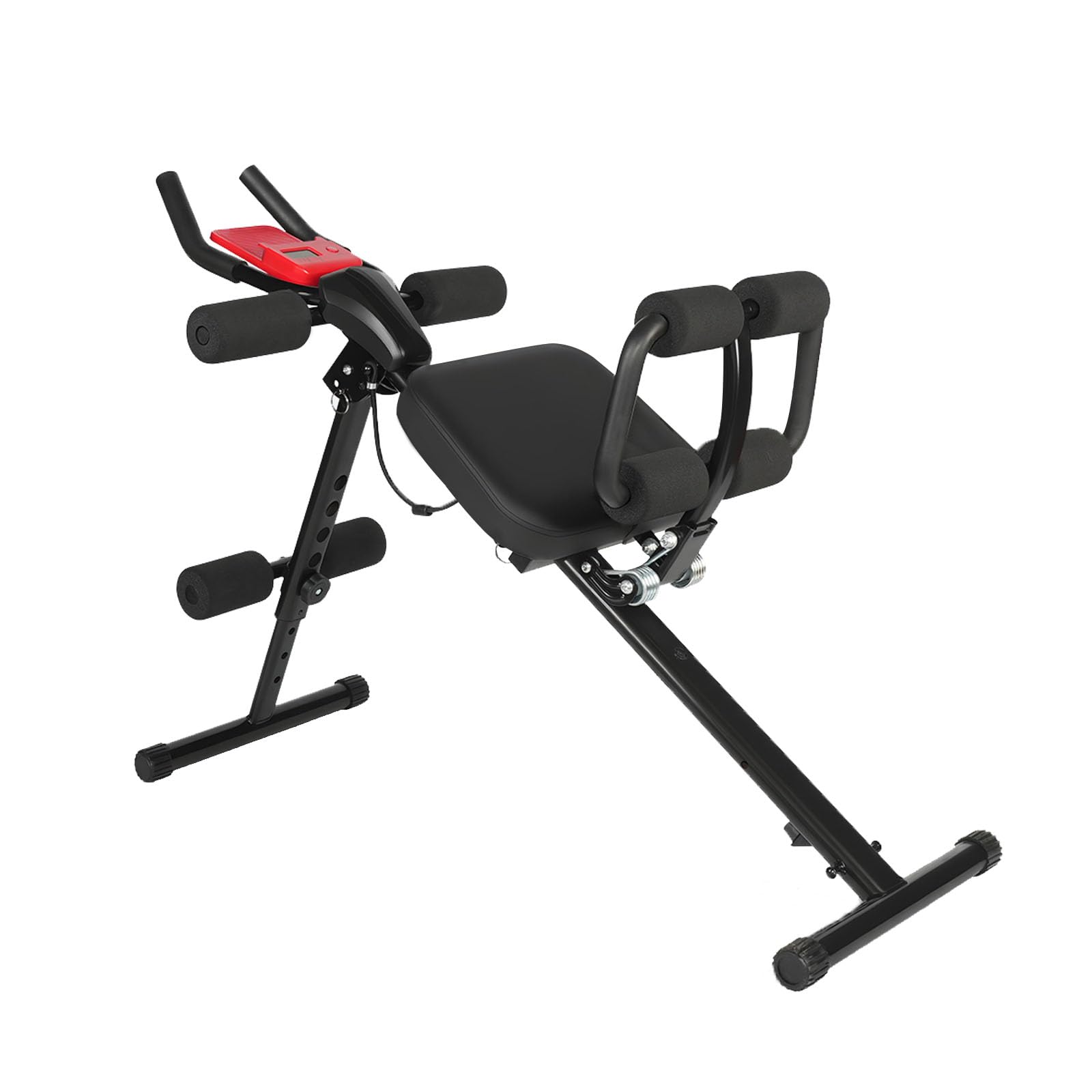 Entrenador Abdominal Multifuncional Plegable con Pantalla LCD, Cojín Acolchado Extra Grueso, Empuñaduras Antideslizantes de Espuma, para Ejercicios de Abdominales y Bíceps en Casa