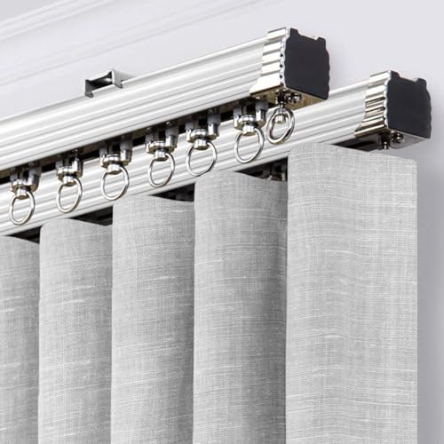 TIPIACE Double Curtain Track Heavy-Duty Curtain Rails for Office and Living Room,Ceiling or Wall Mounting (ivory white)