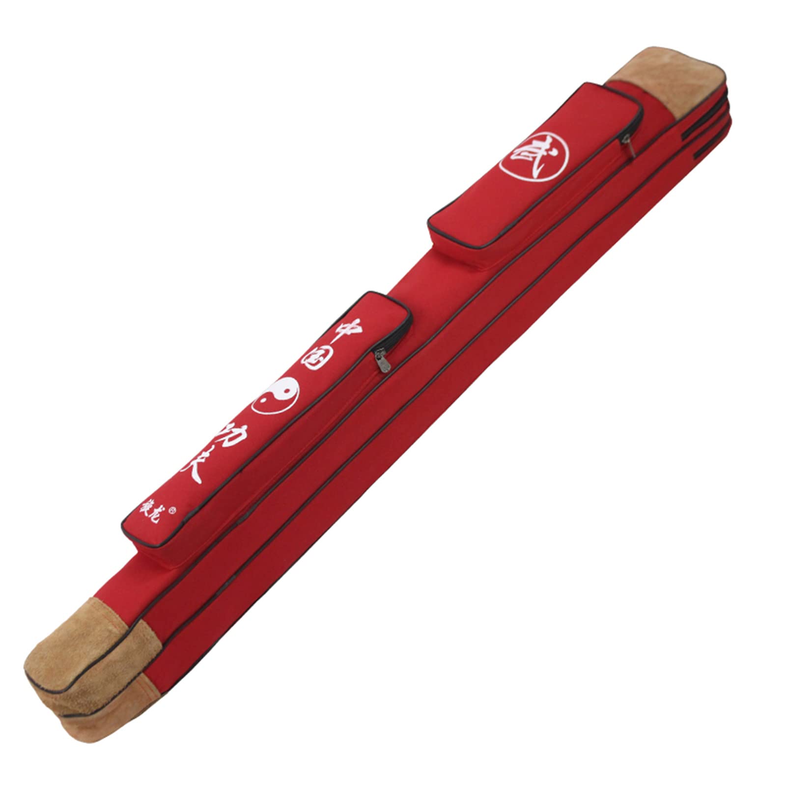Stoff-Wushu-Tragetasche, Kendo-Tasche, doppellagige chinesische Kung-Fu-Oxford-Tasche mit gedrechseltem Rindsleder, Schwerttasche mit Tragegurt, doppellagige Schwerttasche, Tragetasche mit mehreren Ta