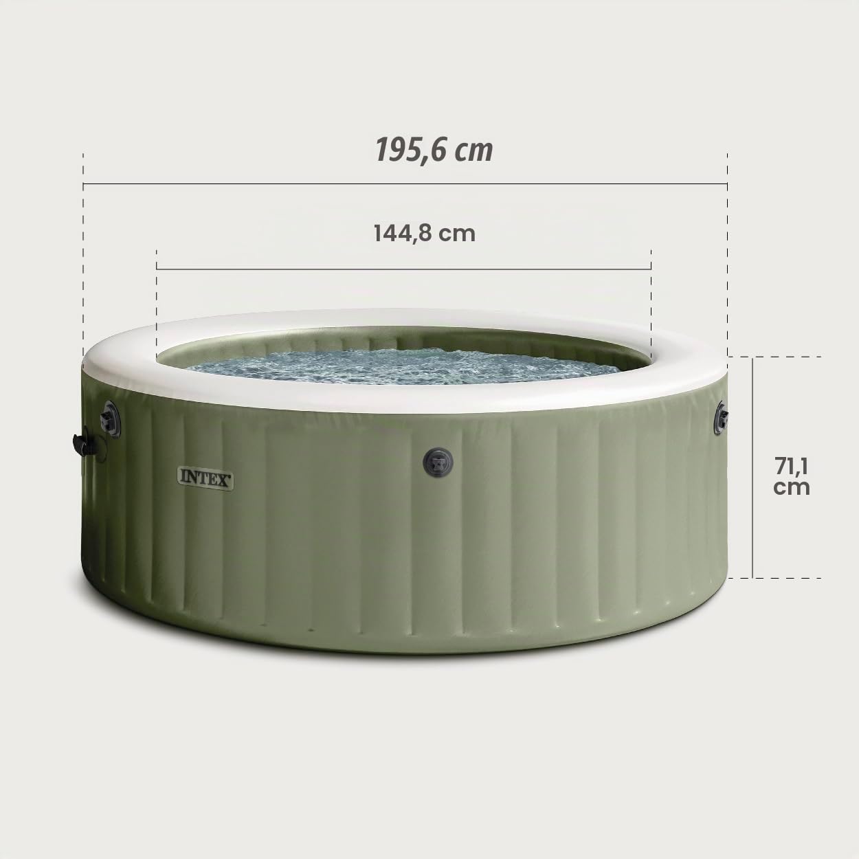 INTEX PureSpa 28425EG - Set di vasche idromassaggio portatili gonfiabili per esterni, con copertura per idromassaggio ad alta efficienza energetica, sistema per acqua salata, 4 persone, 195,6 x 71,1