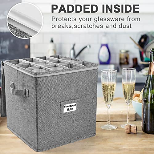 image for LotFancy Champagne Flute Storage Container, Hard Shell, Stackable, 12
