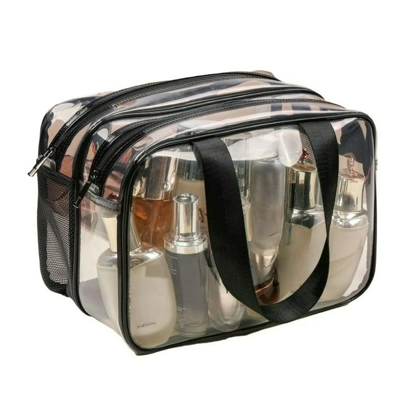 Bolsa De PVC Transparente Para Cosméticos Impermeável Portátil De Média Capacidade Viagem/Produtos De Higiene Pessoal Fang (Aleatório)