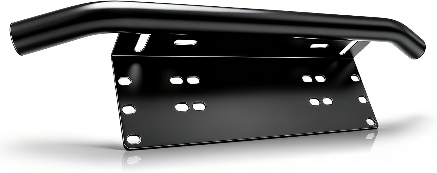 CO LIGHT No Drill Universal Bull Bar Front Bumper License Plate Mount Bracket Aluminum Alloy Holder for Offroad Light Bar Pods Driving Lights Compatible with JK JL Truck SUV Pickup ATV UTV Black