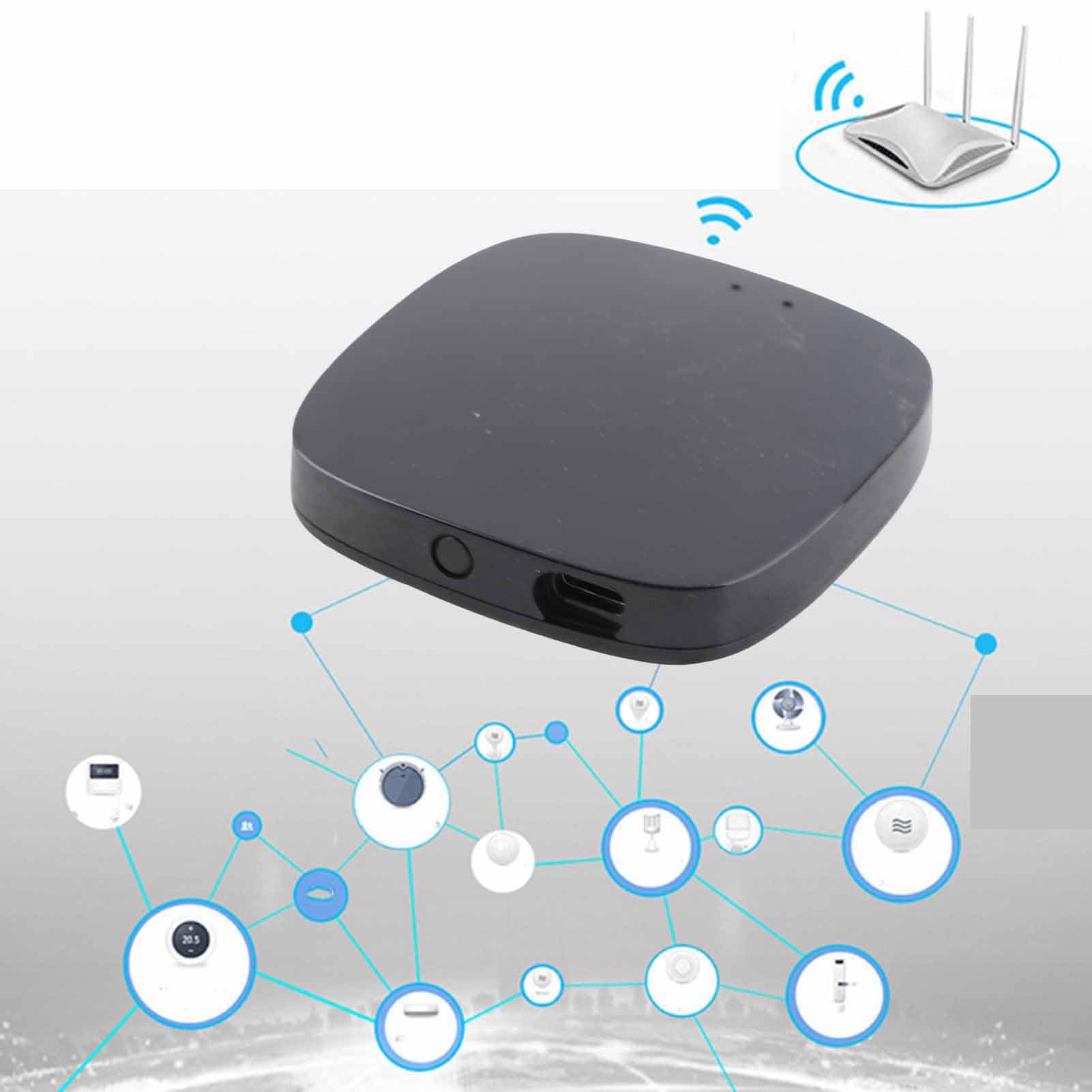 Generic Hub per Dispositivi Intelligenti Facile da Installare e Controllo Tramite App per il Domestico 2.0 per WiFi Smart Controller Remoto per Assistant Compatibile (BLACK)