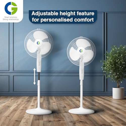 Image of CG VHEG Pedestal Fan 400mm | High Speed | Wider angle oscillation | 3 Speed setting | 100% copper motor | Rustproof blades | Elegant design | 2 Year Product Warranty | Cloud White