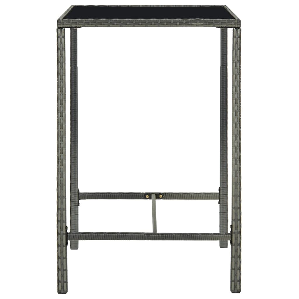 Tavolo da Bar da Giardino Grigio 70x70x110 cm Polyrattan Vetro,Tavolo da Bar da Giardino in Polyrattan, Resistente Alle Intemperie, per Esterni e Interni Tavolini da Caffé