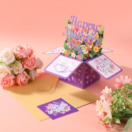 Happy Mothers Day Pop Up Card, 3D Floral Greeting Card for Mom Creative Mother's Day Gift with Envelope for Women Grandma Wife Stepmom — view 2