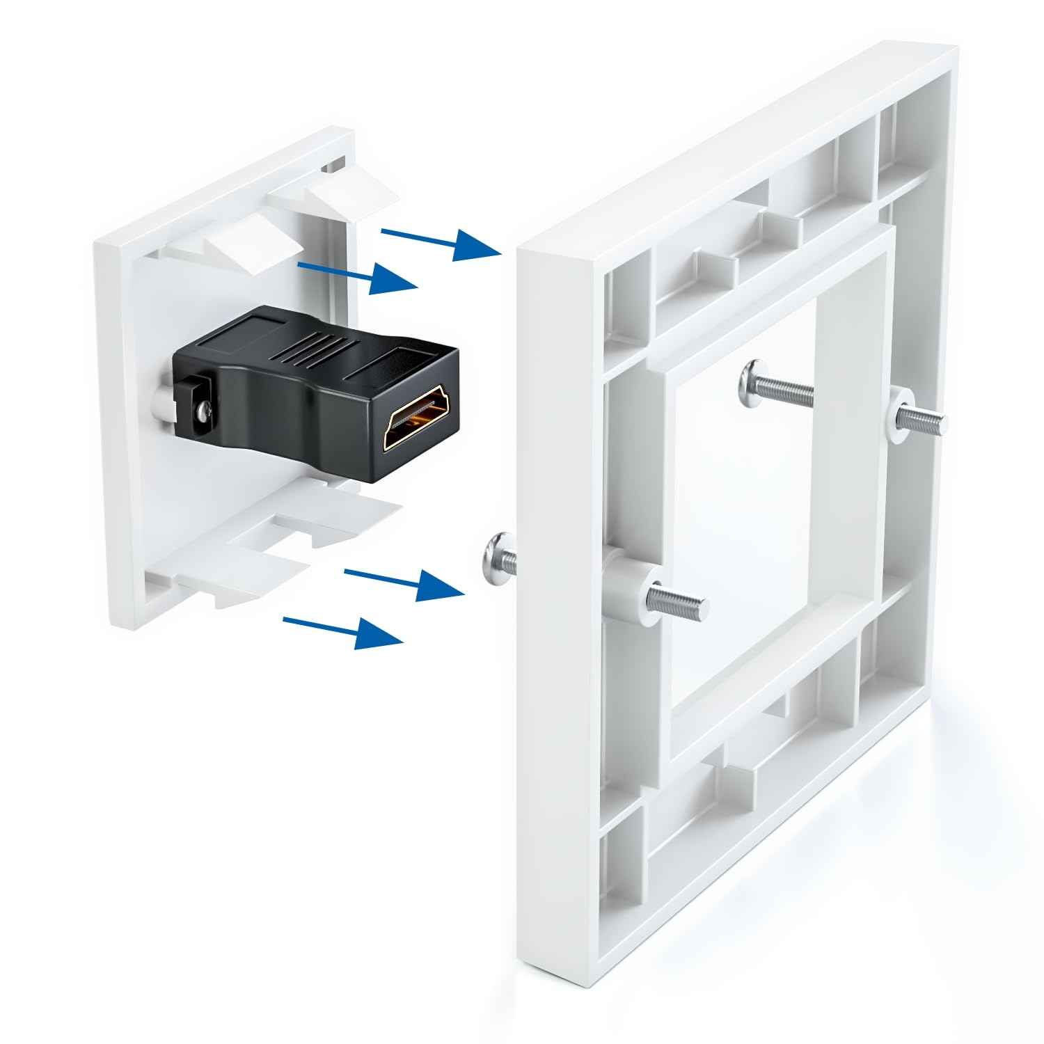 deleyCON HDMI Presa Murale 80x80mm Bianco 4K 8K FULL HD eARC Alta Velocità