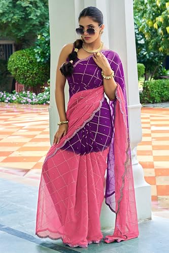 Image of MIRCHI FASHION Saree for Woman Georgette Floral Printed | Lightweight Comfortable Sari for Regular Social Wear and social visits