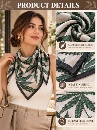 Image of Ravaiyaa - Attitude is everything Women Printed Silk Bandana 21 x 21 Inch Square Headband & Hair Wrap, Soft & Versatile | Fashion Neck Wrap