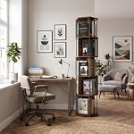 5-Tier Lazy Susan 360° Rotating Bookshelf Burnt Wood - Image 5
