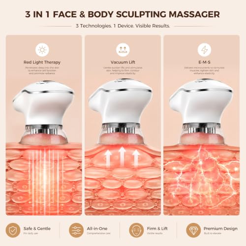 HuixinLine 4 in 1 Body Sculpting Machine, Anti Cellulite Massage Tool,Lymphatic Drainage Massager,Reduce Stretch Marks & Cellulite & Tightens Skin,for Back, Belly, Arms, Legs.(White) - image 3